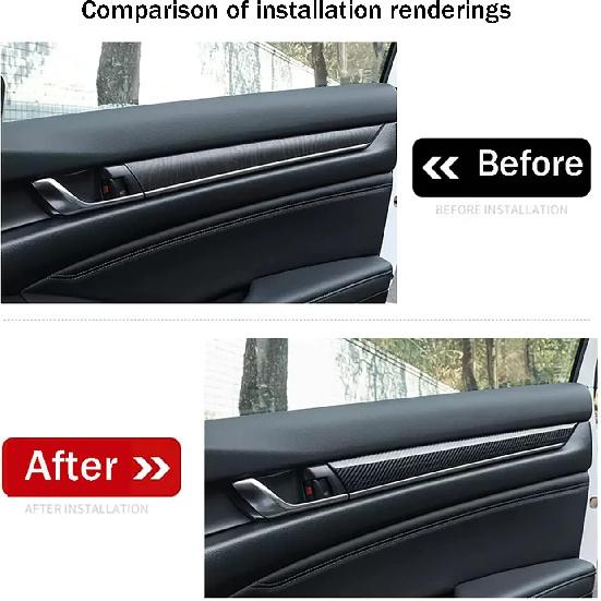 Car Accessories Fit for Honda Accord 10th Gen 2018-2022 Inner Side Door Panel Strip Cover Trim (Carbon Fiber Style) ABS 4 PCS