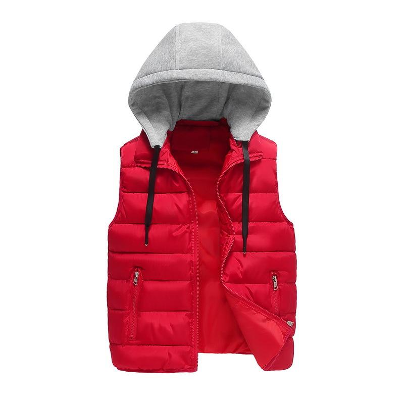 

Fashion Waistcoat Men s Vest Autumn and Winter Hooded Shoulders Loose Fat Plus Size Thickened Down Cotton Horse Jacket Couple XL красный