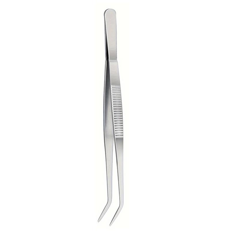 1pcs Cooking Tweezers Precision Kitchen Plating Tweezer Stainless Steel Curved Tongs for Baking Decorating Beauty