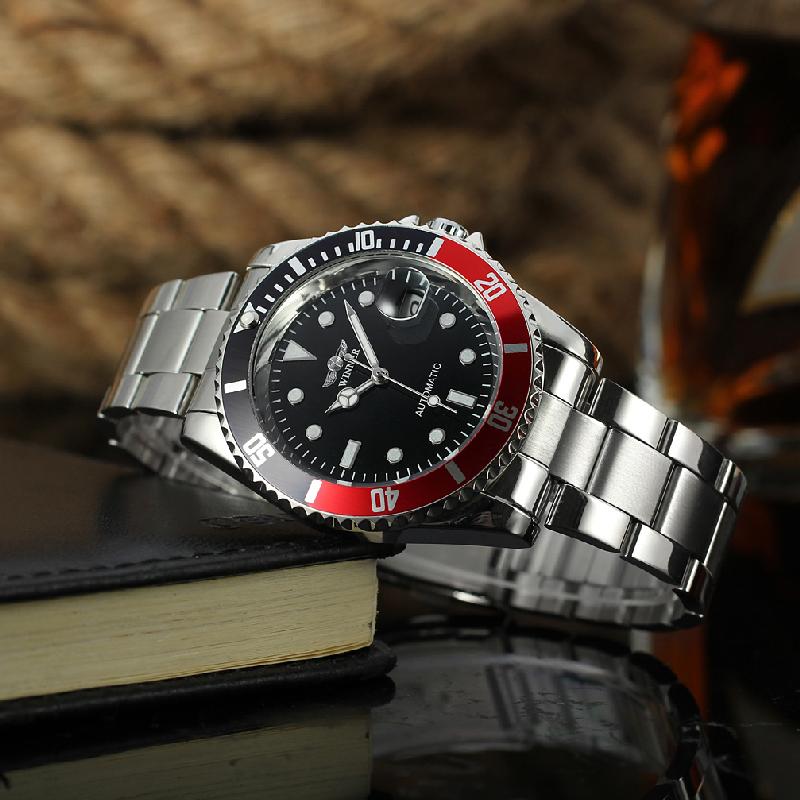 Winner Automatische Mechanische Herrenuhr Top Marke Luxus Drehbare Lünette Timer Leuchtendes Zifferblatt Datumsanzeige Männliche Klassische Armbanduhr