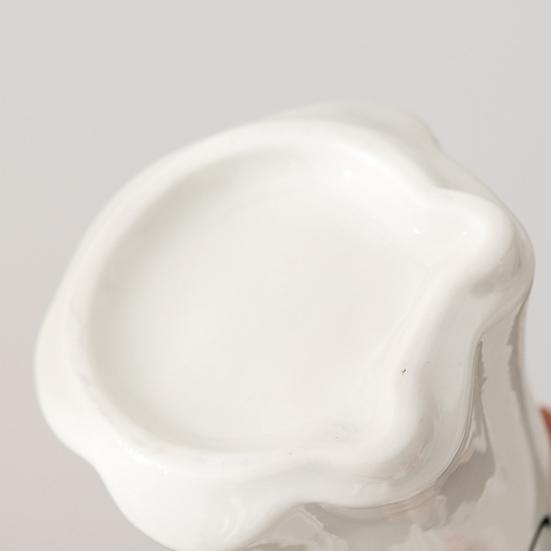 Ghost Shape Vase with Smile Face Pattern Ceramic Flower Planter Pot Nursery Room Bedroom Home White Decor