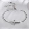 Electroplated Cross Bracelet with Hollow Design, Handcrafted Jewelry Featuring Zirconium Stones, Adjustable Bracelet