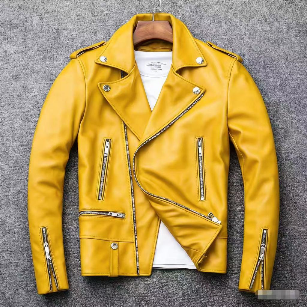 Men's PU motorcycle leather jacket, autumn new casual versatile slim fit thickened men's leather jacket