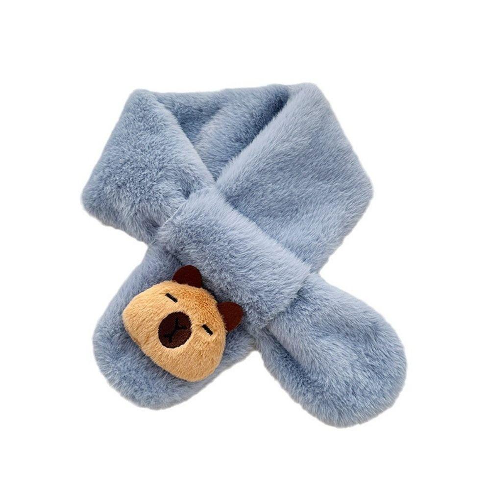 Solid Color Capybara Plush Scarf Winter Neckerchief Wrap New Children's Cross Scarf  Kids