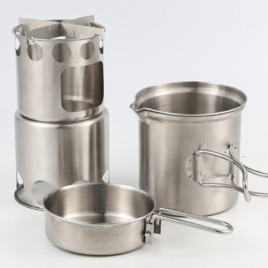 Windproof Stove Pot Set For Easy Operation And Durability High Temperature Resistant Stainless Steel
