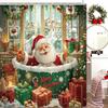 Christmas Shower Curtain,Winter Christmas Shower Curtains for Bathroom,Cute Funny Shower Curtain,Waterproof Polyester Insulated