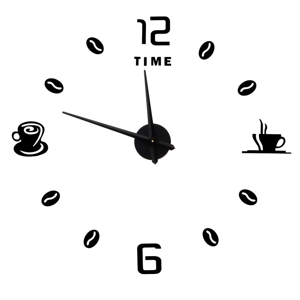 Modern Large Frameless DIY Wall Clock Mirror Surface Sticker for Home Office Room DecorBlack
