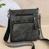 Damen Retro Denim PU Einzel-Schultertasche Große Kapazität Umhängetasche Multifunktionale Schulter-Umhängetasche Ausflugs-Freizeit-Pendlertasche