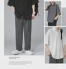 Pánské černé tričko s krátkým rukávem z ledového hedvábí: Korejský styl, Trendy, Volný střih, Ležérní, Pěticetiminutové rukávy