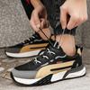 Men's New Autumn Fashion Lace Up Mesh Outdoor Casual Shoes, Breathable and Non Slip Thick Soled Rebound Black Sports Shoes