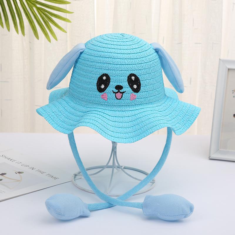 Influencer Style Moving Rabbit Ears Baby Sun Hat - Cute Airbag Cartoon Straw Hat for Summer Outings