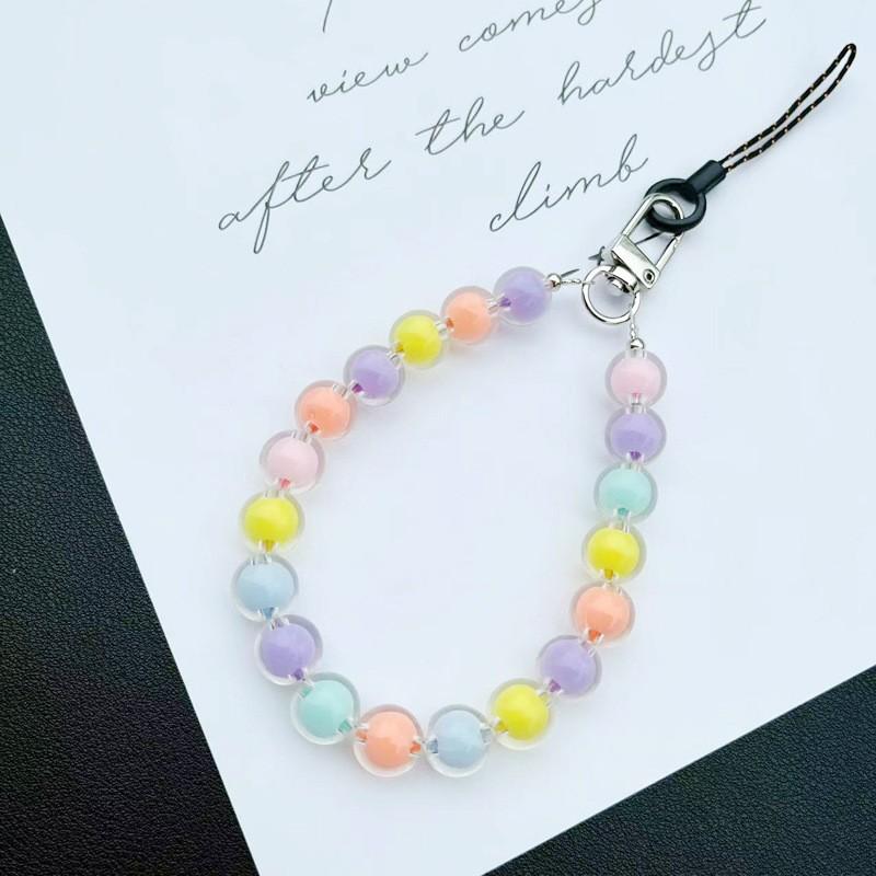 Candy Color Universal Phone Lanyard Heart Beaded Hand Chain for Women Five-Pointed Star Wrist Chain Compatible with Huawei Apple