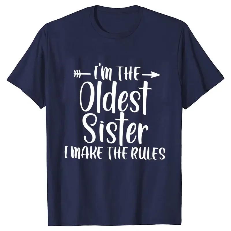 Sister Rules Gifts T Shirts Sweet Fashion Women Tshirt Funny Oldest Middle Youngest Sister Tees Sarcastic Sibling Matching Shirt