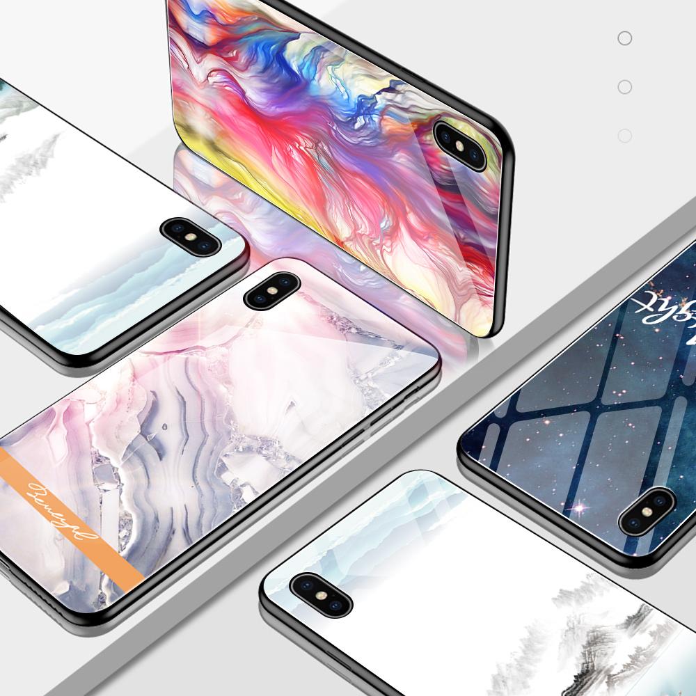 Luxuriöse Handyhülle aus gehärtetem Glas für iPhone, Samsung Galaxy Infinix, TPU, weiche Kante, stoßfeste Schutzhüllen