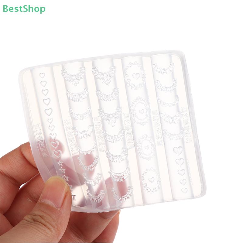 3D Lace & Heart Silicone Nail Art Mold DIY Nail Decor Transparent Manicure Template