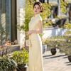 Goose yellow national style new Chinese long improved cheongsam 1011 new young women's retro banquet dress summer