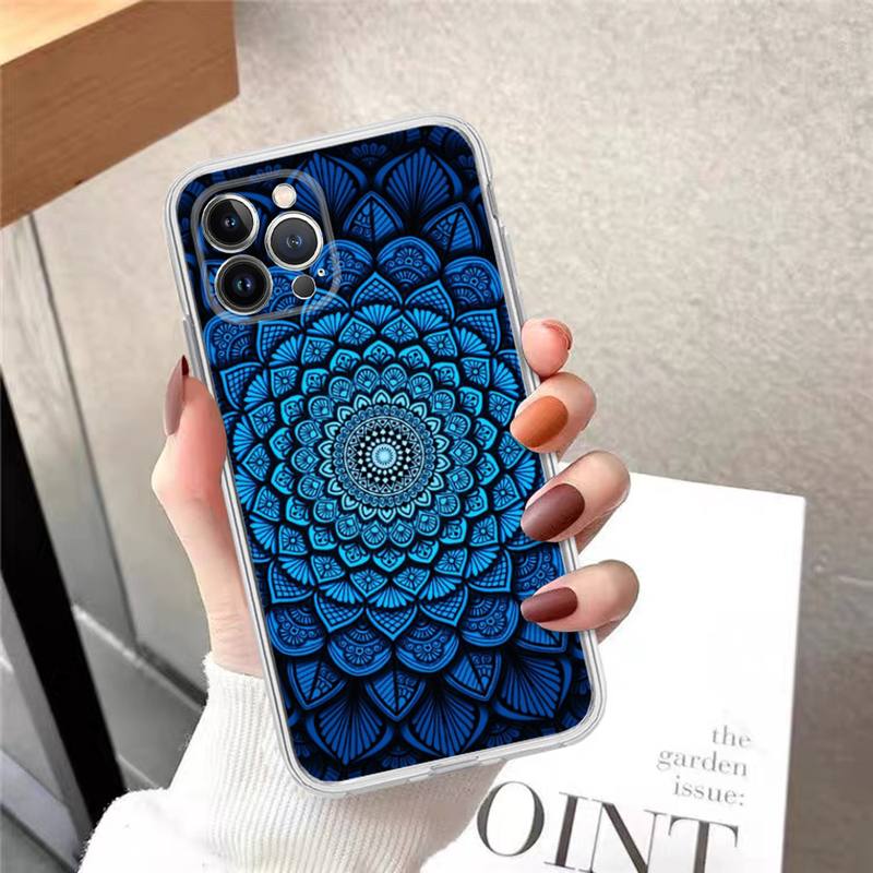 Flower Of Life In Lotus Phone Case For iPhone 14 13 12 11 Pro Max XS X XR SE 2020 6 7 8 Plus Mini Transparent Shell