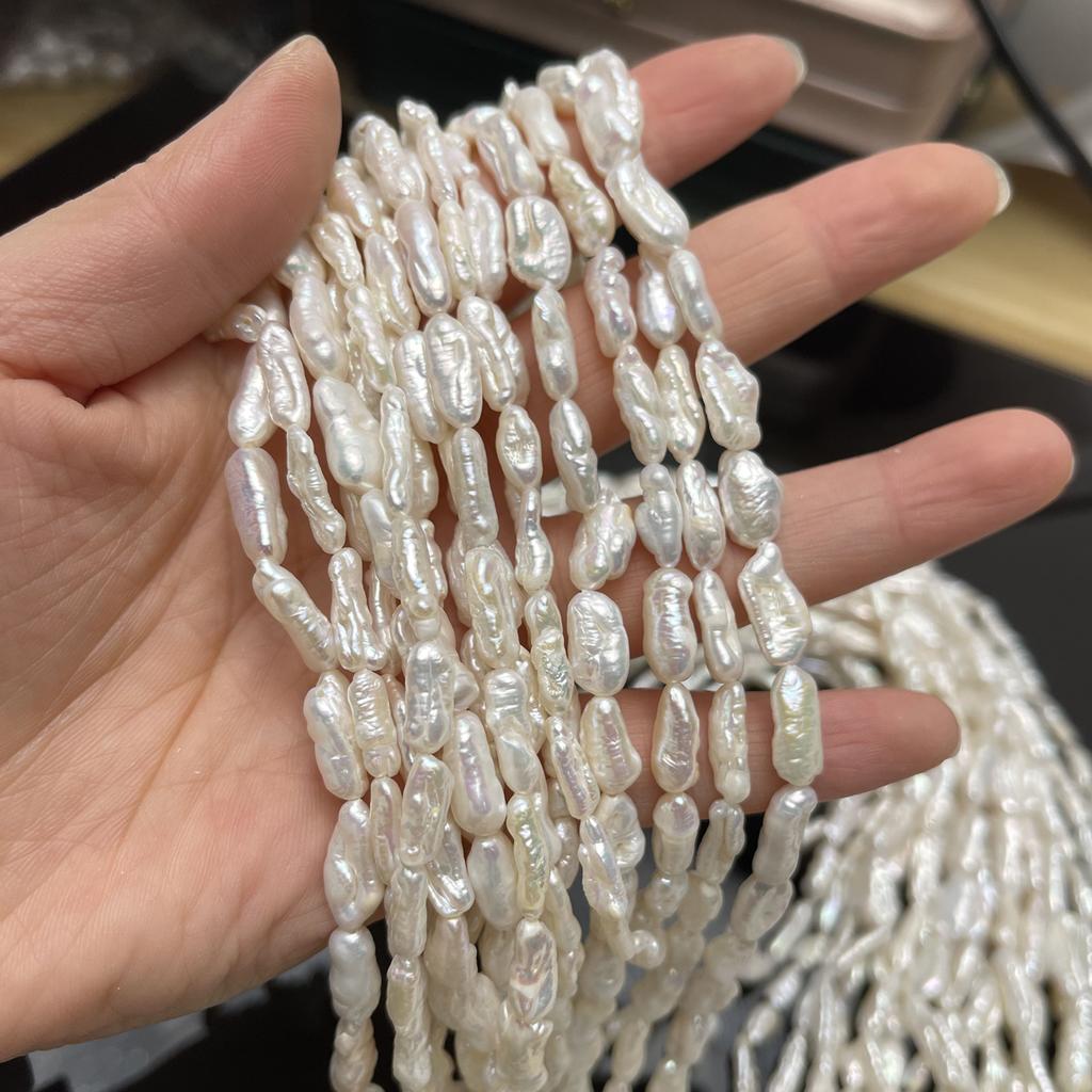 1String, White Natural Freshwater Pearls, Small Pipa Pearl Beads for Jewelry Making DIY Necklaces, Bracelets Crafts Length 36cm