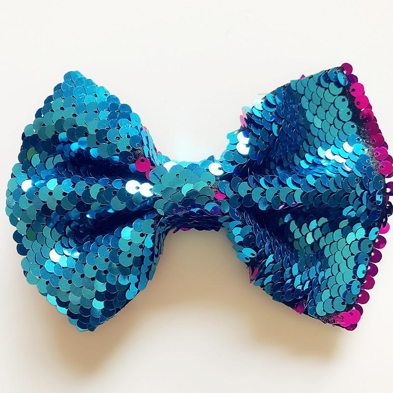 1 PC Big Bow Hair Clip For Girl Colorful Pink Green Sequin Bow Knot Hair Bow With Clip Alloy HairPin Barrettes Hair Accessories