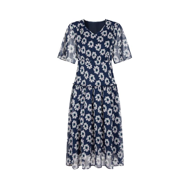 Jiu Zi Anna Karen Daisy Floral Chiffon A-Line Dress
