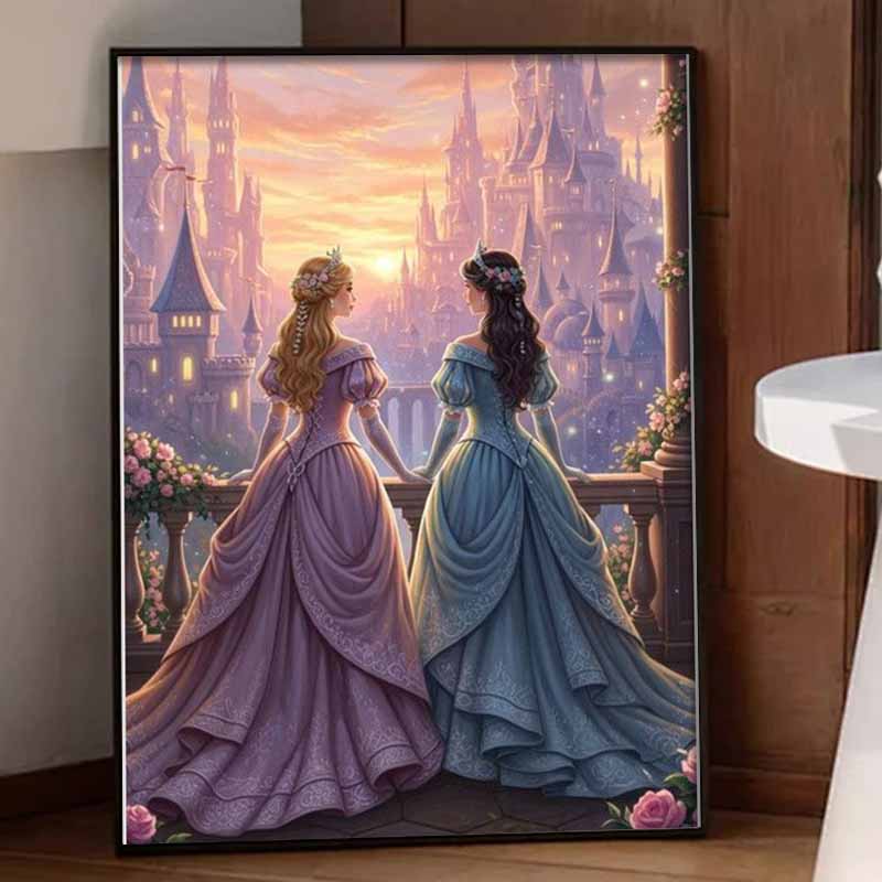 Disney Diamond Painting Kit Unframed, Two Princesses, Classic Style Home Decor Craft, Perfect Gift Idea