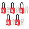 5 Sets Lockout Lock 38mm Nylon Engineered Dustproof Security Padlock for Industrial SiteRed