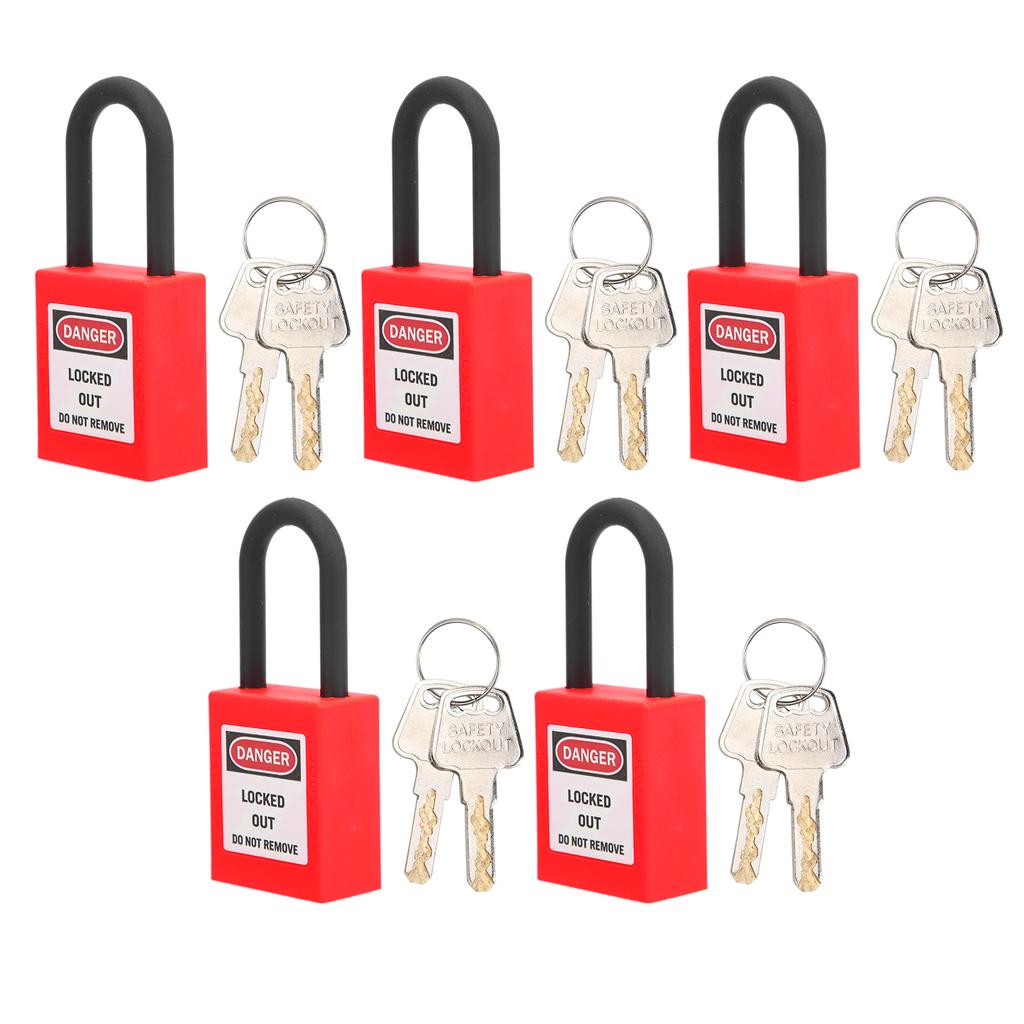 5 Sets Lockout Lock 38mm Nylon Engineered Dustproof Security Padlock for Industrial SiteRed