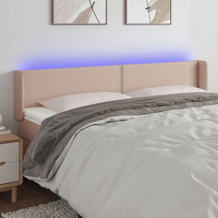 VidaXL LED Headboard Bedroom Furniture Double Bed Accessory Head of Bed Frame Interior Cappuccino 3123203