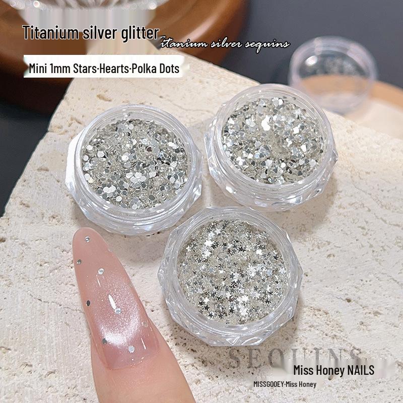 Ultra-Thin Silver Star Sequin Nails - Wearable Manicure Accessories No specifications