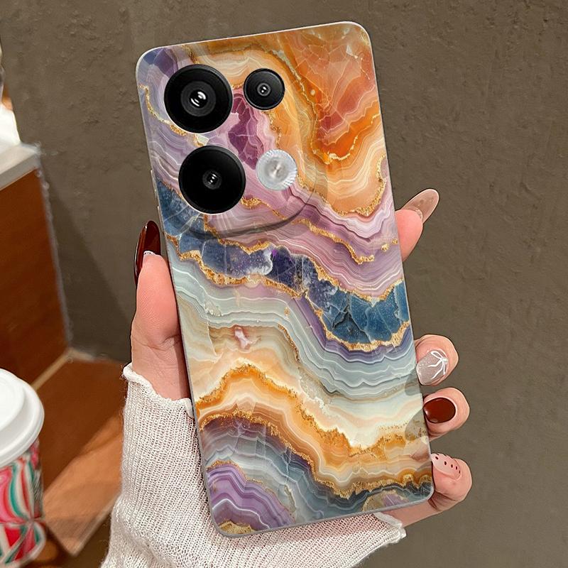 Gradient Watercolor Marble Case For Xiaomi 13T Redmi Note 15 Pro 4G Leather Texture Silicone Cover For Redmi Note 14 13 Pro+ 5G