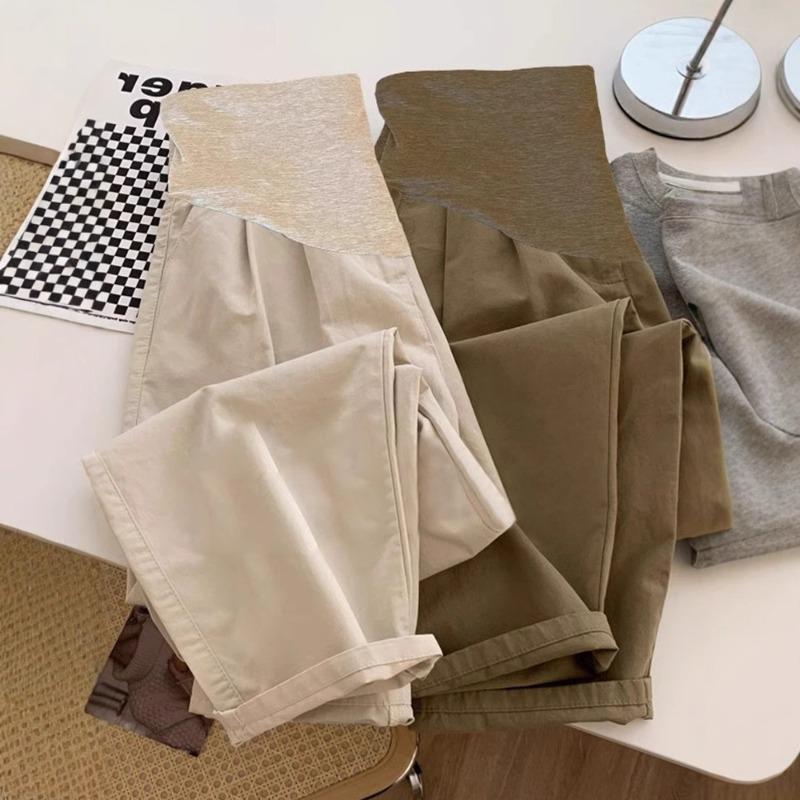 Large Size Loose Khaki Maternity Tooling Casual Pants Nine-point Pants Summer Thin Maternity Pants Outer Wear Spring and Summer