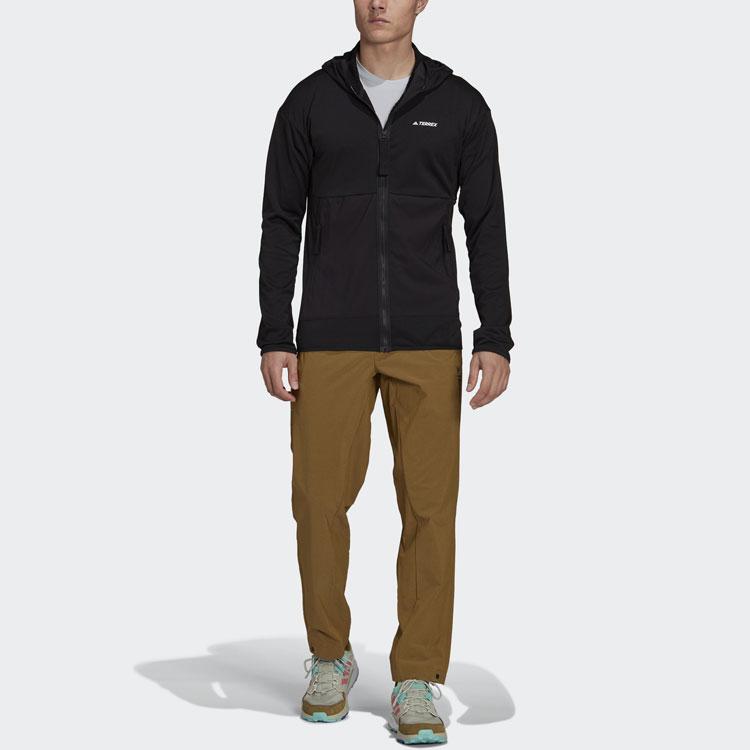 adidas Terrex Tech Fleece Light Hooded Hiking Jacket Black GI7313