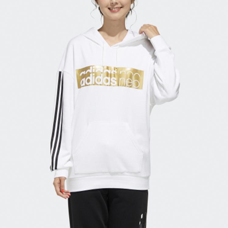 Adidas Neo Casual Sports Pullover Hoodie Women Tops White GH8212