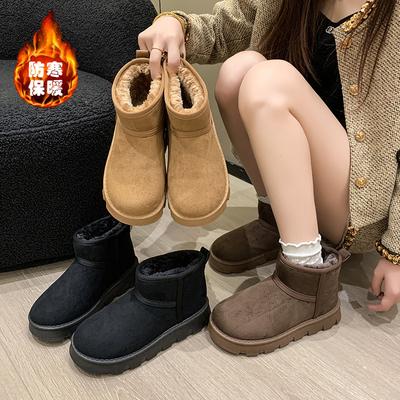 2025 Winter New Snow Boots Thick-soled Piled Thickened Bread Cotton Shoes European and American Foreign Trade Snow Boots