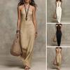 Women's Halter Neck Sundress Crisscross Sleeveless Bodycon Maxi Dress Summer Beach Travel Vacation Long Dress