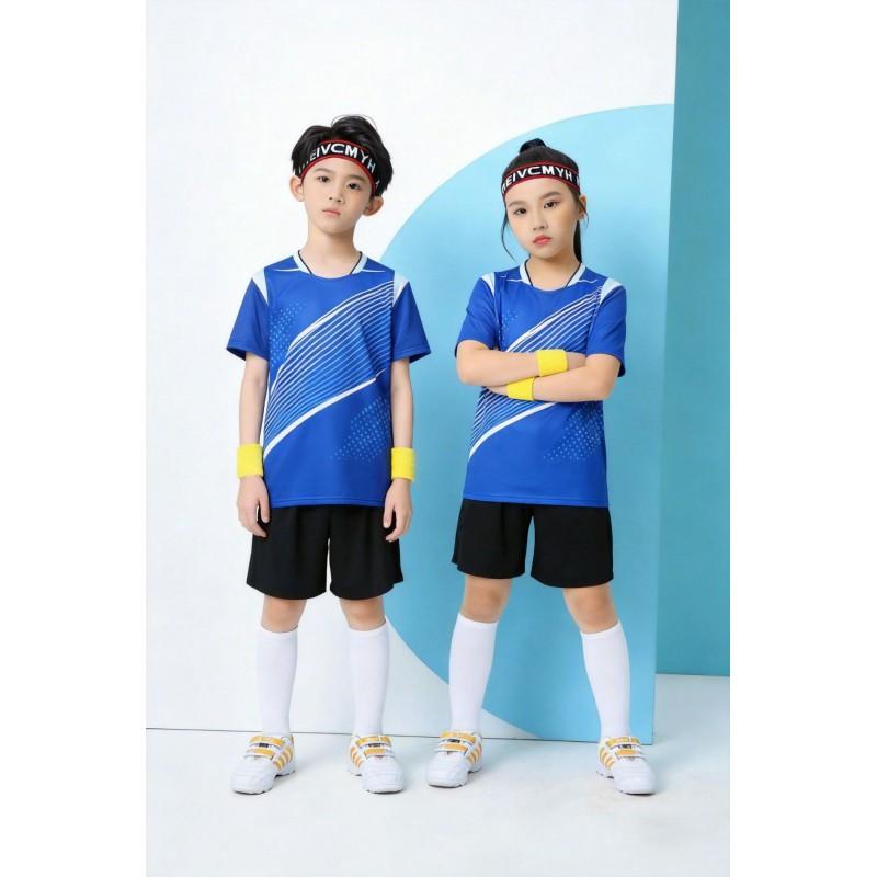 Kids Quick-Dry Badminton Set Short Sleeve Sport Jersey Unisex Tennis Volleyball Training Outfit
