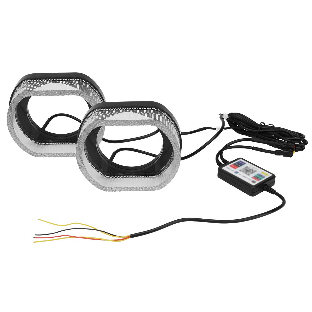 

3-дюймовые светодиодные ангельские глазки, автомобильная фара, RGB светодиодное кольцо-гало, 5D, управление через приложение, ДХО, дневной ходовой свет с указателем поворота