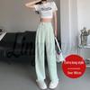 Women's Purple Ice Silk High-Waisted Wide-Leg Chiffon Pants - Summer Sun Protection, Loose Fit, Drapey Design.