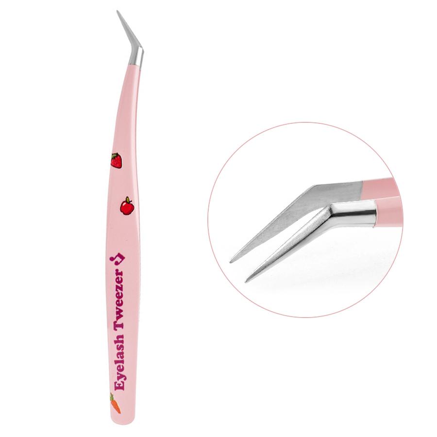 High Precision False Eyelashes Tweezer for Lash Extensions, Nail Rhinestones Pick Up, With Cute Strawberry Design