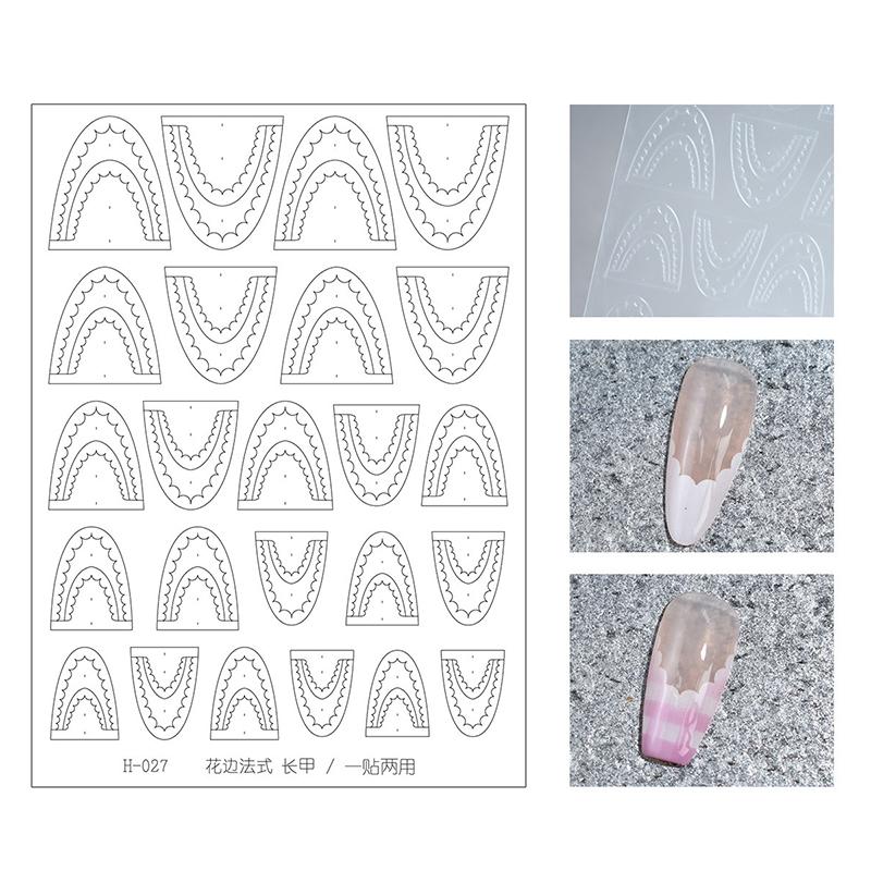 French Manicure Stickers Nail Art Hollow Stencil Guides Sticker Diy Line Tips Decoration Tool Self-Adhesive