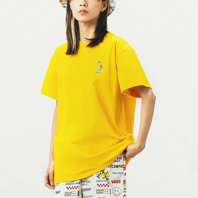 Vans White Dove Pattern Short Sleeve T-Shirt Women T-Shirts Yellow VN0A5F3X85W