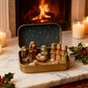 Holiday Exchange Gifts Handcrafted Miniature Christmas Nativity Set Tin Box Holy Family Ornament Pocket Nativity Scene Gift