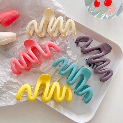 Pinza para el pelo ondulada de Color caramelo, antideslizante, fuerte sujeción, elegante, grande, larga, gruesa, fina, pinza para el pelo rizado, accesorios para el cabello de moda