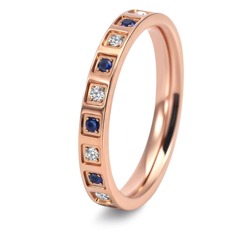 

3mm Thin Stackable White&Blue CZ Eternity Ring Wedding Band for Women Girl Size 5-11 10 розового золота