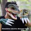 Cabeça de dinossauro elétrica com som, boca móvel, cabeça de dinossauro gritando, fantasia de Halloween, festa, cosplay, velociraptor, capa de cabeça, suprimentos para festa