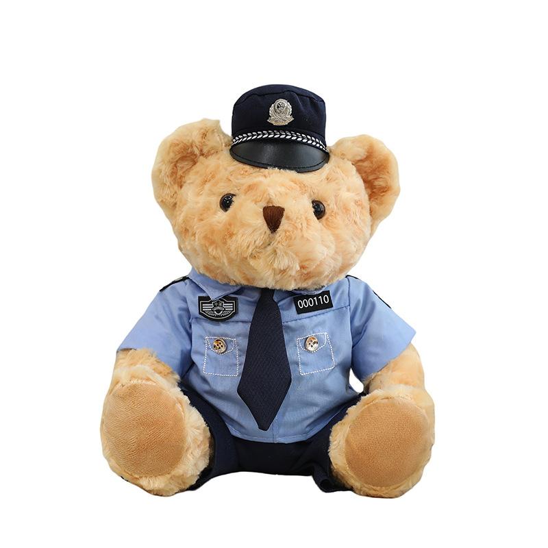 New Style Police Bear Doll Cute Firefighter Police Officer Reflective Riding Suit Plush Toy Traffic Police Bear Doll