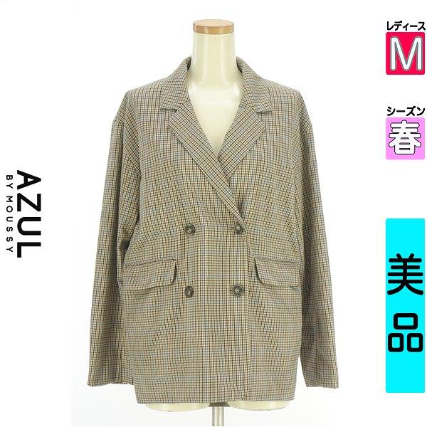 AZUL BY MOUSSY Jacket Women s Spring Brown M Double Button Plaid Jacket [Used] [Used Clothes] [Sale]
