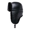 Men's Genuine Leather Ushanka Hat Russian Trapper Hat Winter Warm Thickened Bomber Cap Trooper Hat with Ear Flaps