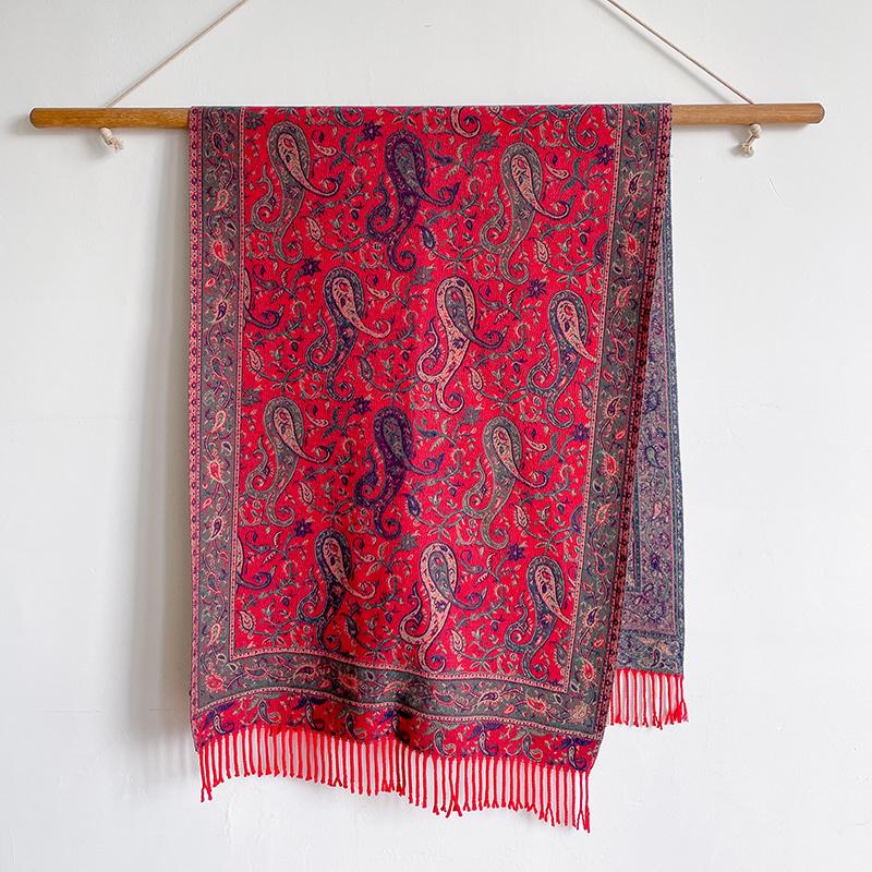 Fashion Ethnic Style Women Paisley Jacquard Scarf Thick Cashmere Classic Tassel Shawl Warm Neck Winter Wrap Pashmina Floral