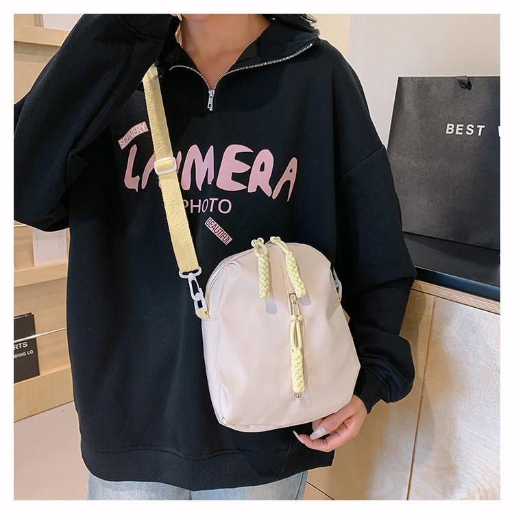 2024 New Women's Chest Bag Summer Small Fresh Casual Nylon Canvas Bag Street Fashion Cute Girl Minimal Crossbody Bag White Green Purple Black